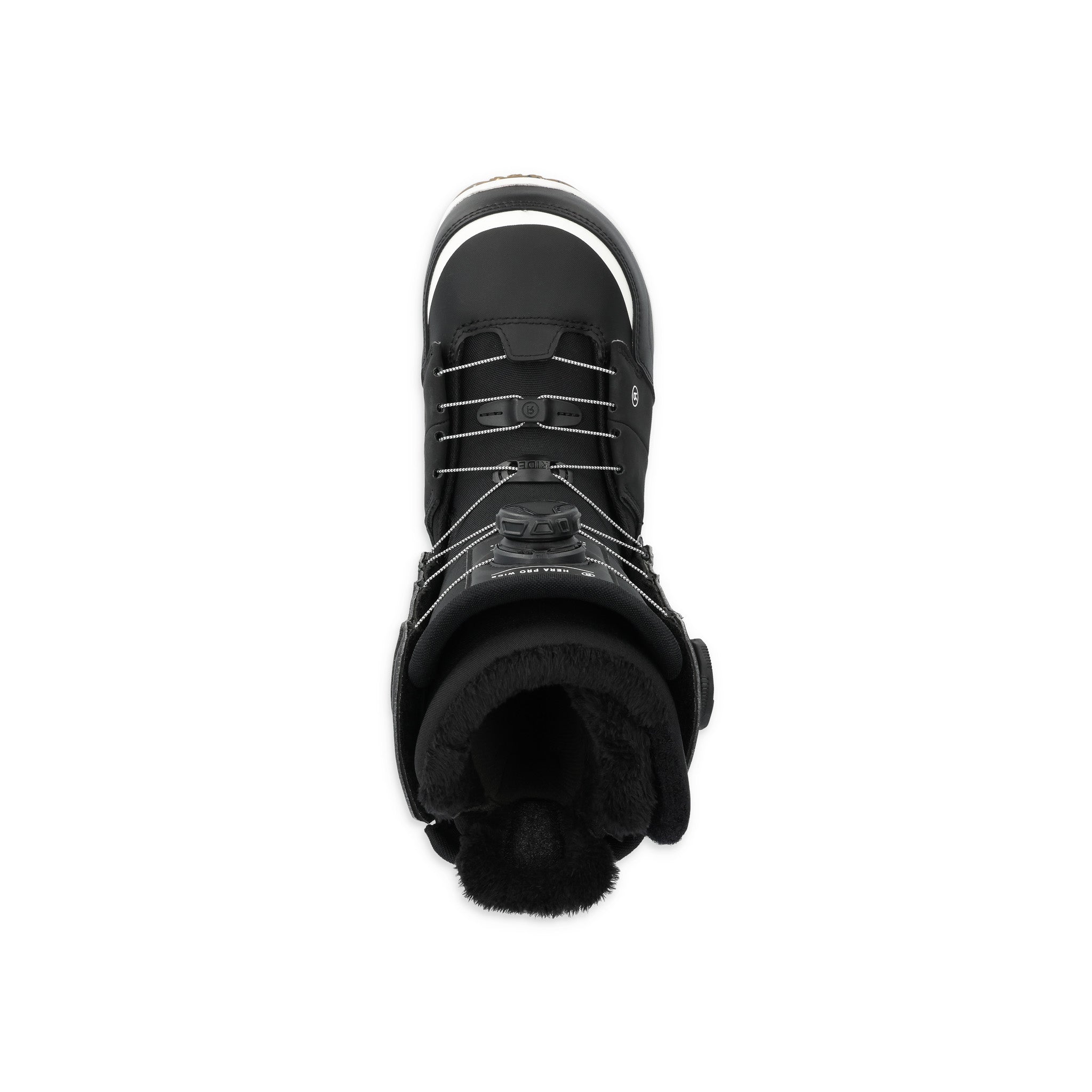 Ride Women's Hera Pro Snowboard Boot 2025 - Black snowboard boot with white stitching and silver buckles.