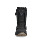 Ride Insano Snowboard Boot 2025 - Black snowboard boot with a round BOA dial on top and white stitching.