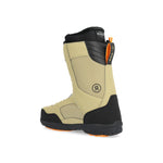 Ride Jackson Snowboard Boot 2025 - A tan snowboard boot with a black strap and orange accents on the heel, viewed from the side against a white background.