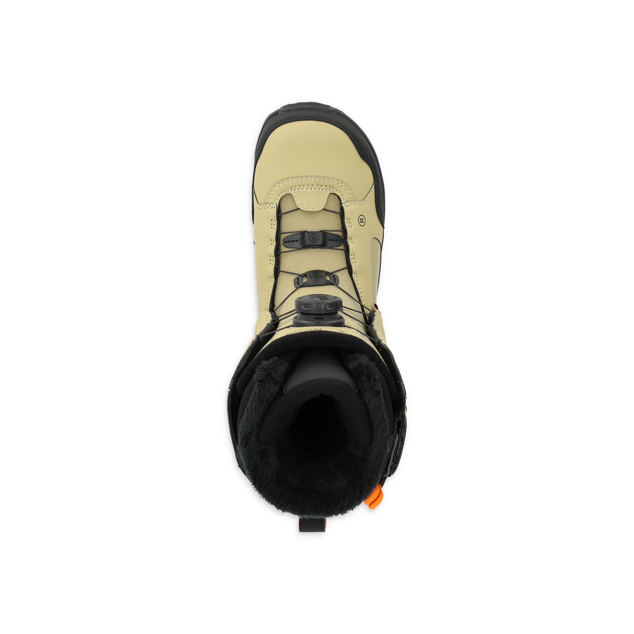 Ride Jackson Snowboard Boot 2025 - A tan snowboard boot with black laces and a black strap, featuring a black buckle on top.