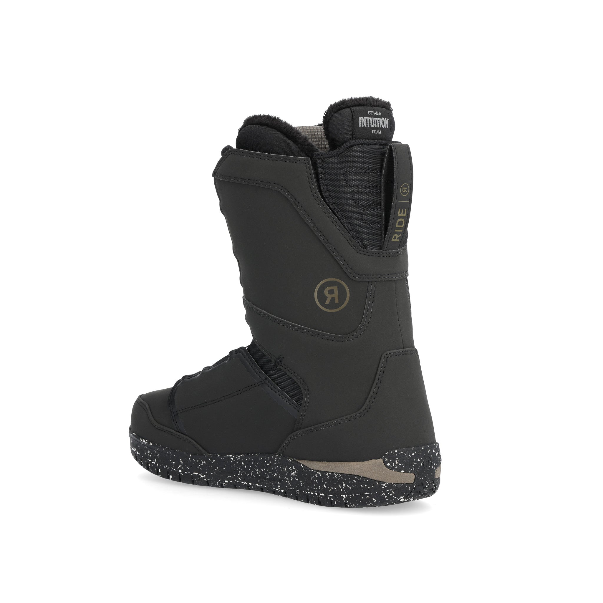 Ride Women's Karmyn Zonal Snowboard Boot 2025 - Black snowboard boot with a textured pattern on the toe and heel, featuring a strap closure system.