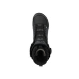 Ride Lasso Snowboard Boot 2025 - Black snowboard boot with a textured rubber toe cap and white stitching on the side.