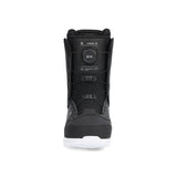 Ride Junior's Lasso Snowboard Boot 2025 - Black snowboard boot with a textured rubber toe cap and white laces.