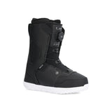 Ride Junior's Lasso Snowboard Boot 2025 - Black snowboard boot with white accents and a black strap on top.