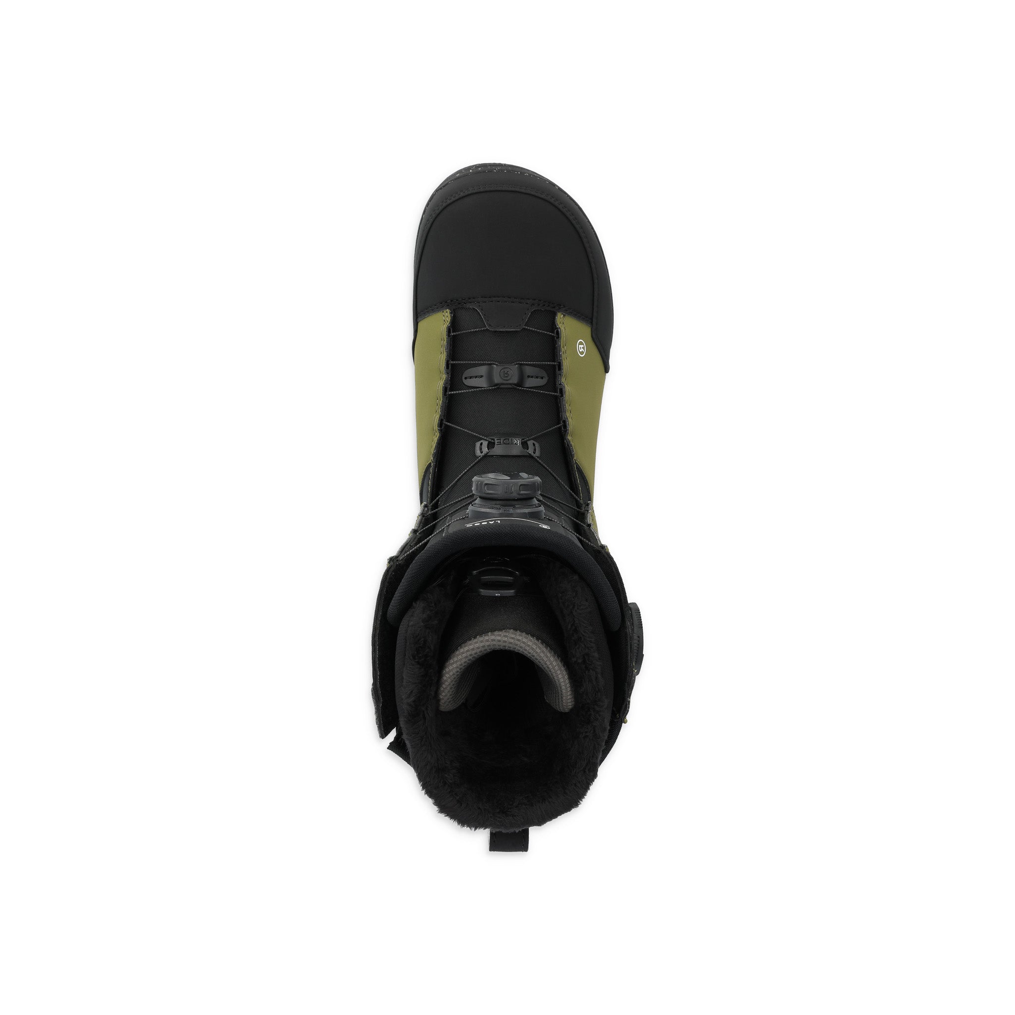 Ride Lasso Snowboard Boot 2025 - Black snowboard boot with a black strap and buckle on top.
