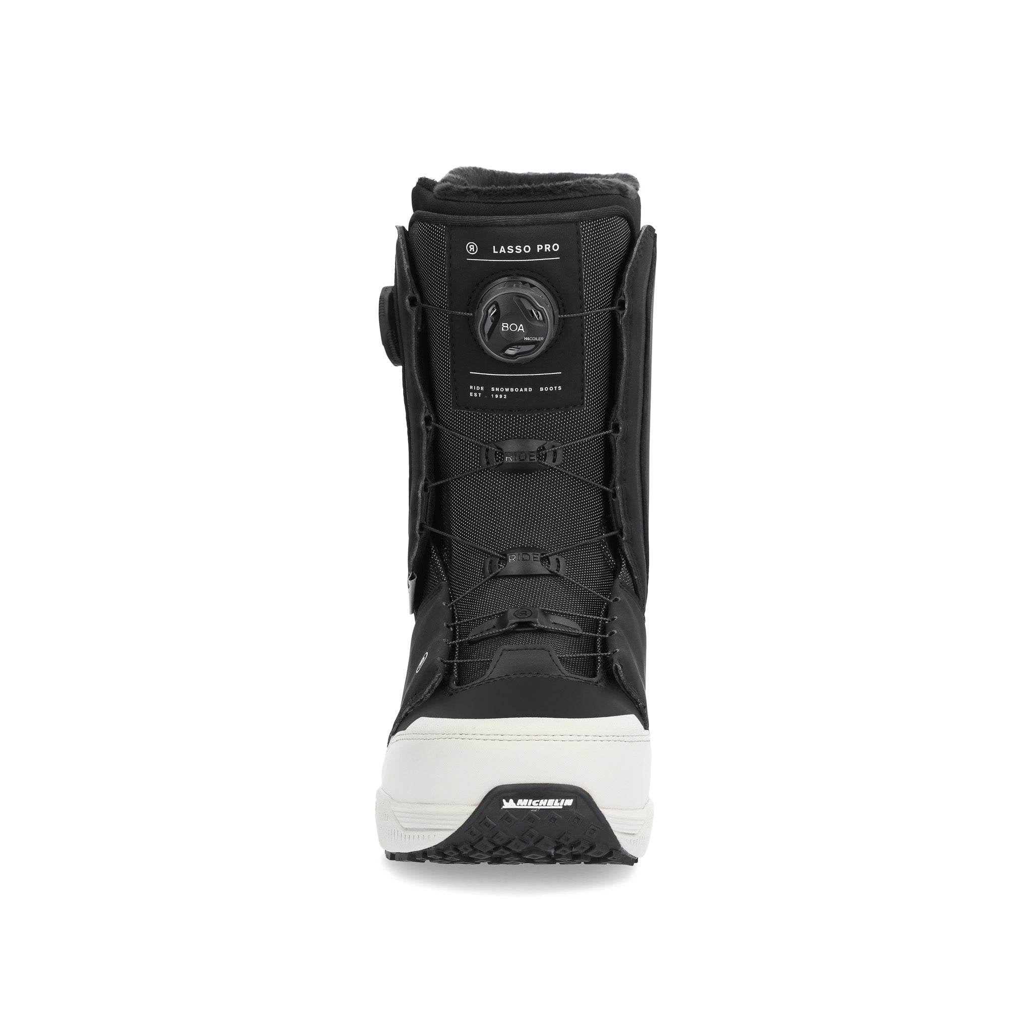 Ride Lasso Pro Snowboard Boot 2025 - Black snowboard boot with a textured pattern on the toe and heel areas.