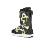 Ride Lasso Pro Snowboard Boot 2025 - A black snowboard boot with a white and grey abstract pattern on the side, featuring a strap closure system.
