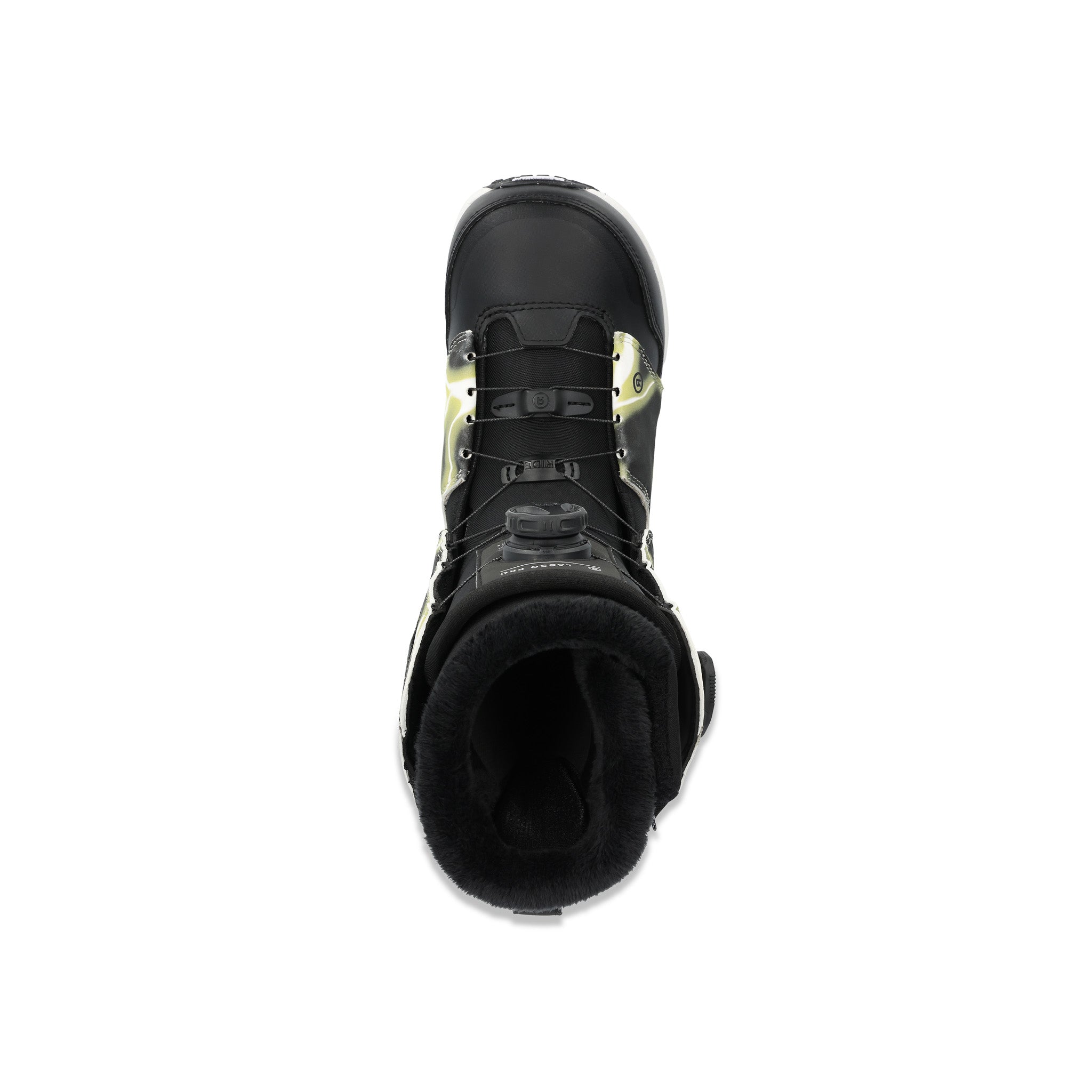 Ride Lasso Pro Snowboard Boot 2025 - Black snowboard boots with a white logo on the side and silver buckles.