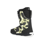 Ride Lasso Snowboard Boot 2025 - A black snowboard boot with a white and yellow abstract pattern on the side, featuring a strap closure system.