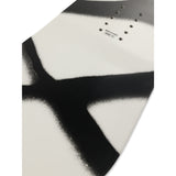 Ride Junior's Lowride Snowboard 2025 - A black snowboard with a white base and abstract design, featuring a dark gray stripe at the top.