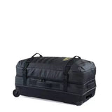 Ride Luggage Roller Snowboard Bag 2025 - Black roller bag with a snowboard graphic on top and black wheels at the bottom.