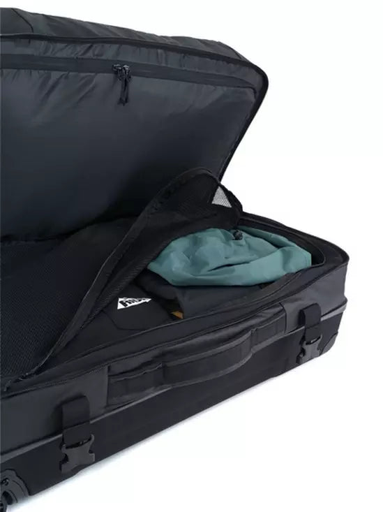 Ride Luggage Roller Snowboard Bag - Black bag with a handle on top and wheels at the bottom.