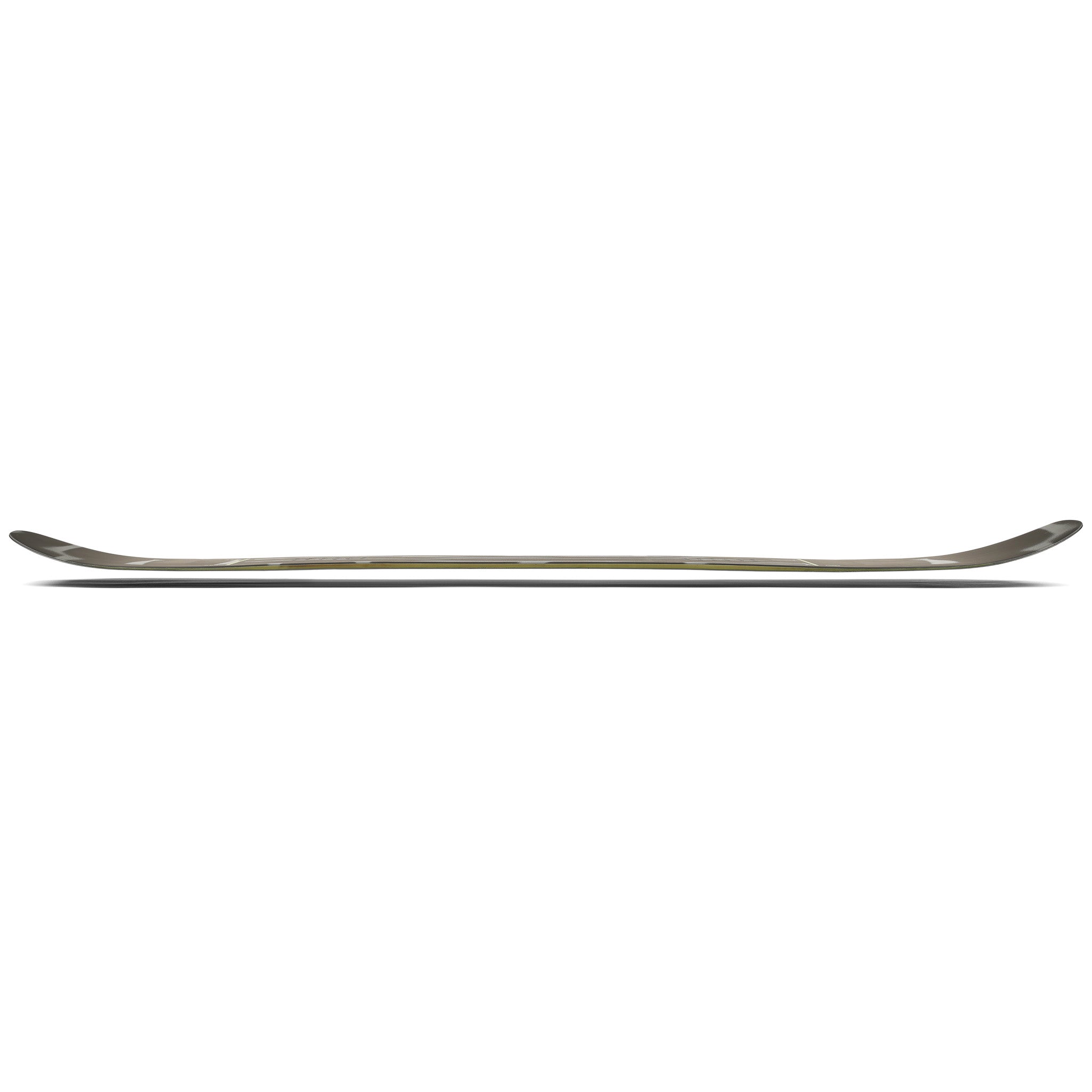 Ride Manic Snowboard 2025 - A snowboard with a brown base and white accents on the top sheet, featuring a distinctive logo in the center of the board.