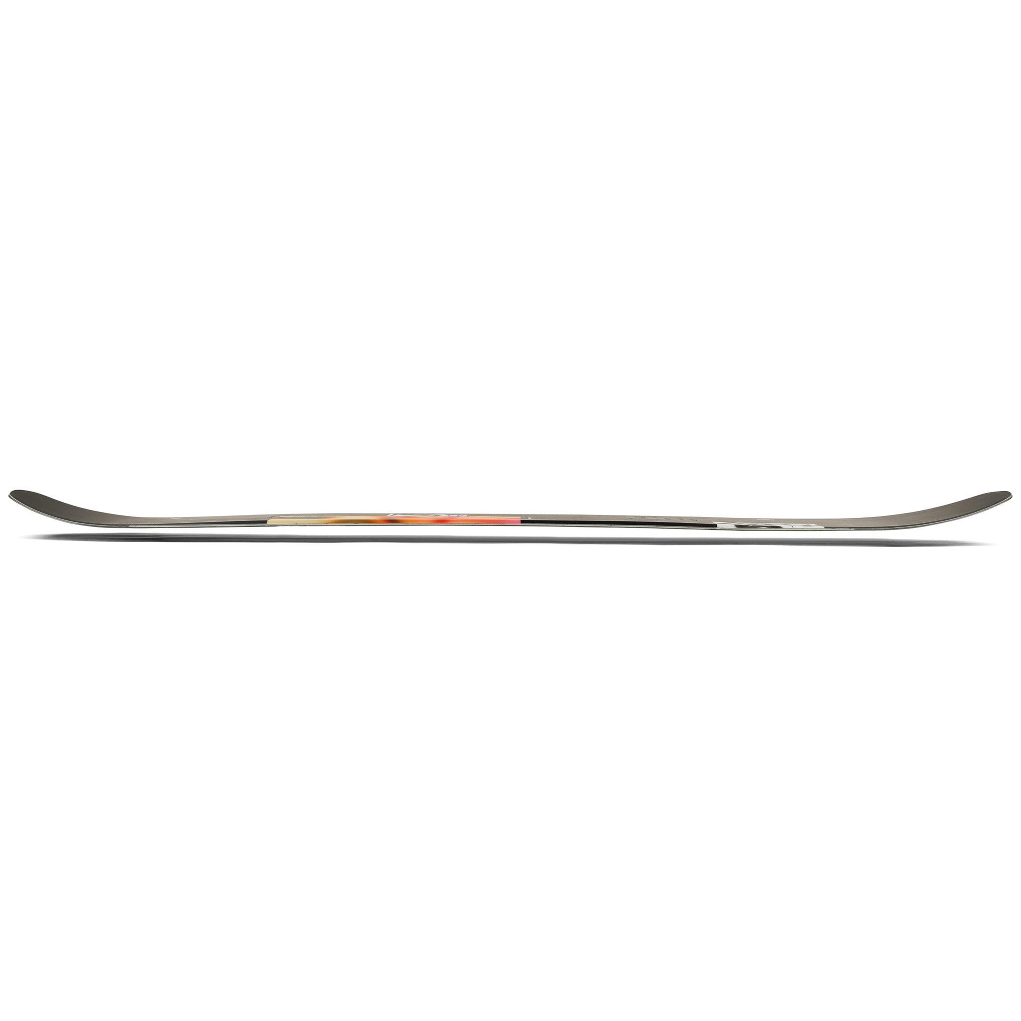 Ride Moderator Snowboard 2025 - A snowboard with a predominantly white base, featuring a subtle black stripe and a small red logo on the top left corner.