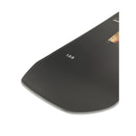 Ride Moderator Snowboard 2025 - A black snowboard with a subtle white pattern and silver edges, viewed from above at an angle.