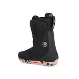 Ride Women's Sage Snowboard Boot 2025 - A black snowboard boot with a white logo featuring a stylized "R" and "Sage" in lowercase letters on the side.