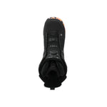 Ride Women's Sage Snowboard Boot 2025 - A black snowboard boot with a subtle pink and orange pattern on the toe cap.