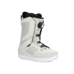 Ride Women's Sage Snowboard Boot 2025 - A white snowboard boot with a black strap and laces, featuring a mesh panel on the side.