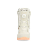 Ride Women's Sage Snowboard Boot 2025 - A cream-colored snowboard boot with a white logo on the side and laces.