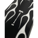 Ride Smokescreen Snowboard 2025 - Black snowboard with white abstract design and a black background.