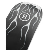 Ride Smokescreen Snowboard 2025 - A black snowboard with a white flame design on top.