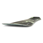 Ride Superpig Snowboard 2025 - A black snowboard with a green and white abstract design, featuring a perspective view of the top side.