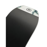 Ride Superpig Snowboard 2025 - A black snowboard with a white and blue marbled pattern on its top edge.