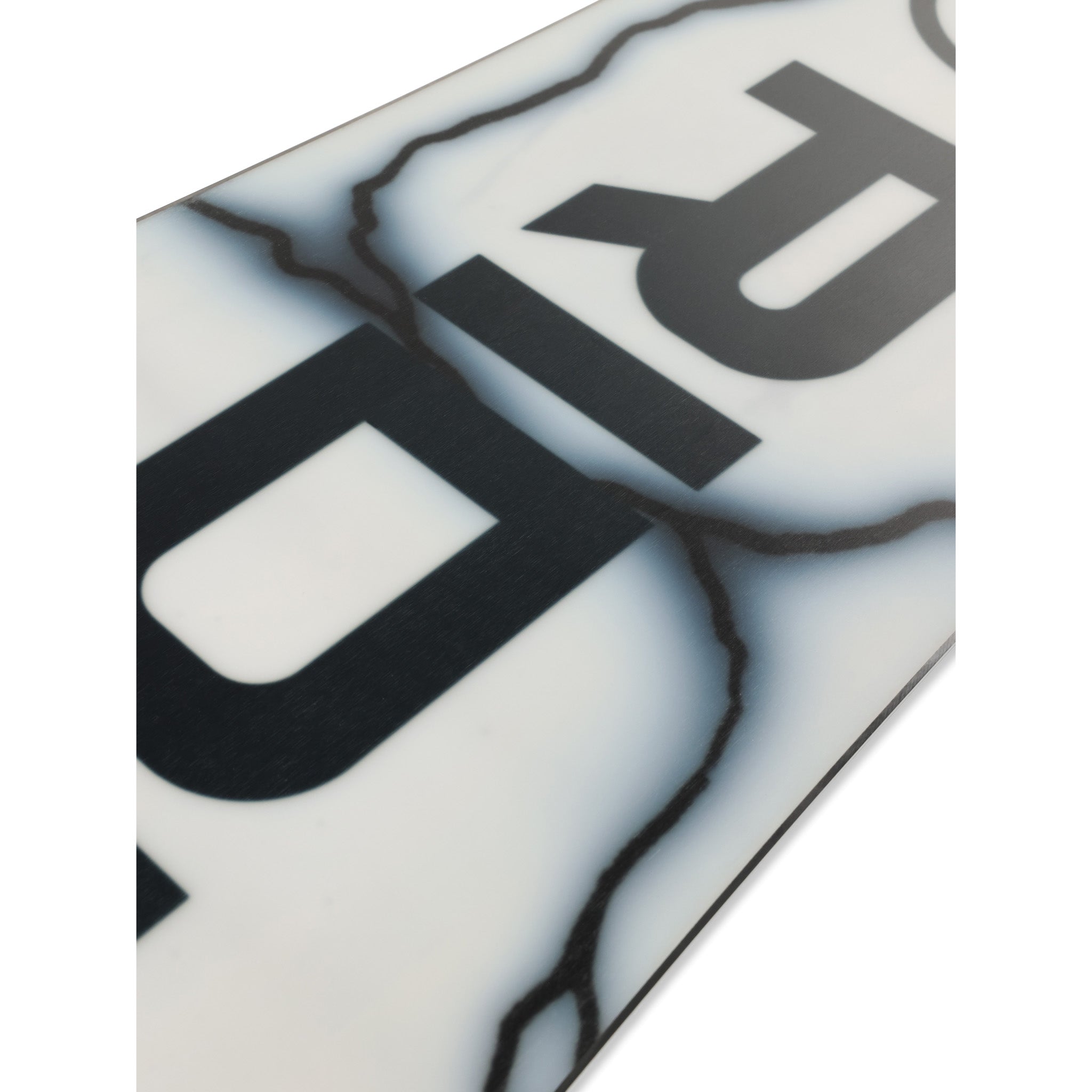 Ride Twinpig Snowboard 2025 - A black snowboard with a white and grey marbled pattern on its top surface, featuring a prominent "Twinpig" logo in bold, dark gray letters.