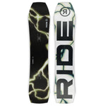Ride Warpig Snowboard 2025 - A black snowboard with white lightning bolt-like pattern and a small logo at the top center.