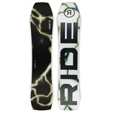 Ride Warpig Snowboard 2025 - A black snowboard with white lightning bolt-like pattern and a small logo at the top center.