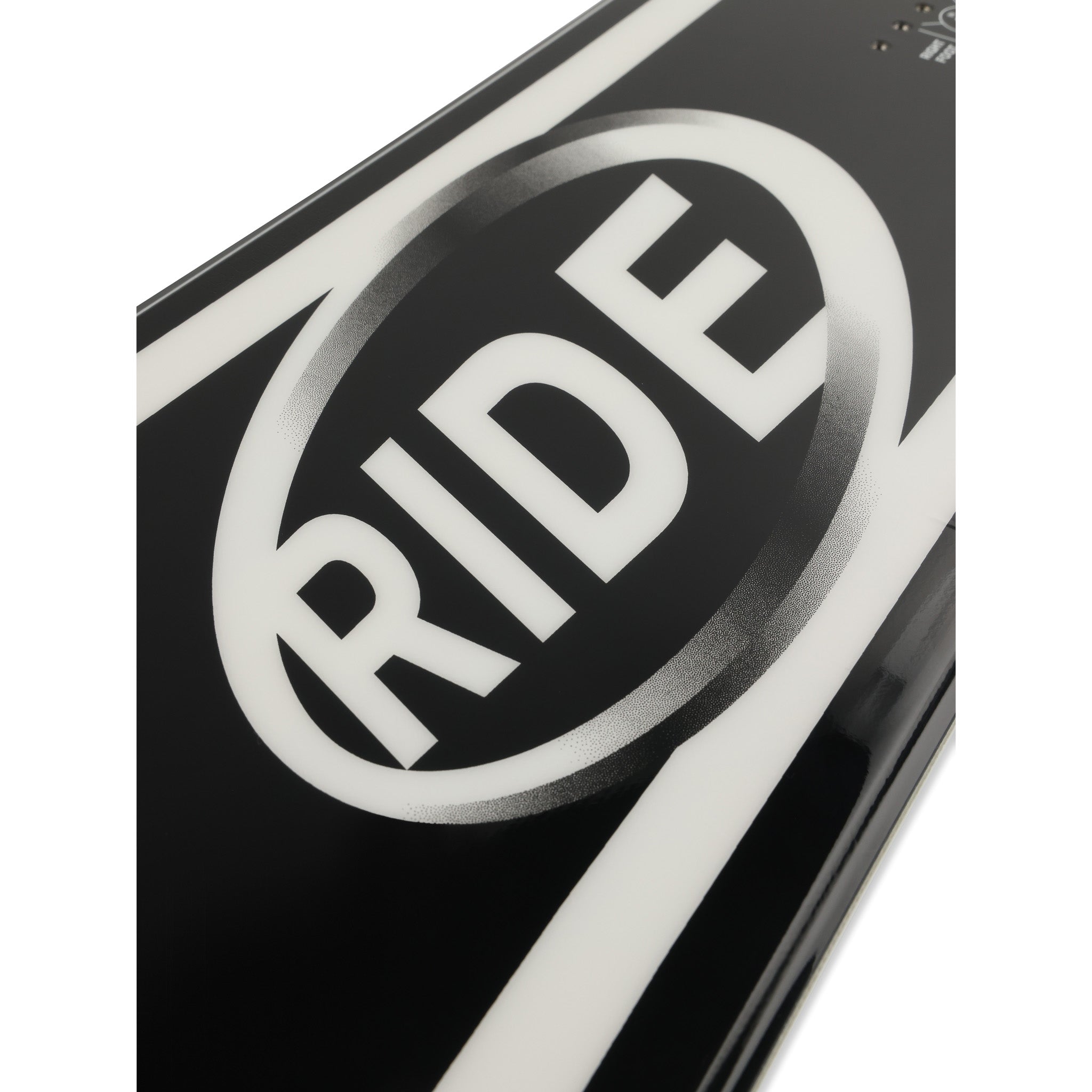 Ride Zero Snowboard 2025 - Black snowboard with white lettering and logo on top sheet.