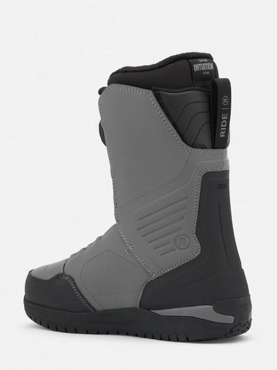 Grey snowboard boots with BOA dial and high-ankle protective panels