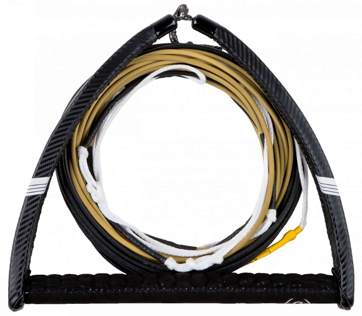 Ronix 727 Pro Foil Combo Rope 2024 - Black rope with white and yellow accents, featuring a distinctive black handle on one end.