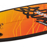 Ronix Alpha Squad Skimmer Wakesurf Board 2024 - A bright orange wakesurf board with a black border and white lettering, featuring a distinctive "Alpha Squad" logo on its surface.