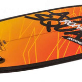 Ronix Alpha Squad Skimmer Wakesurf Board 2024 - A bright orange wakesurf board with a black border and white lettering, featuring a distinctive "Alpha Squad" logo on its surface.