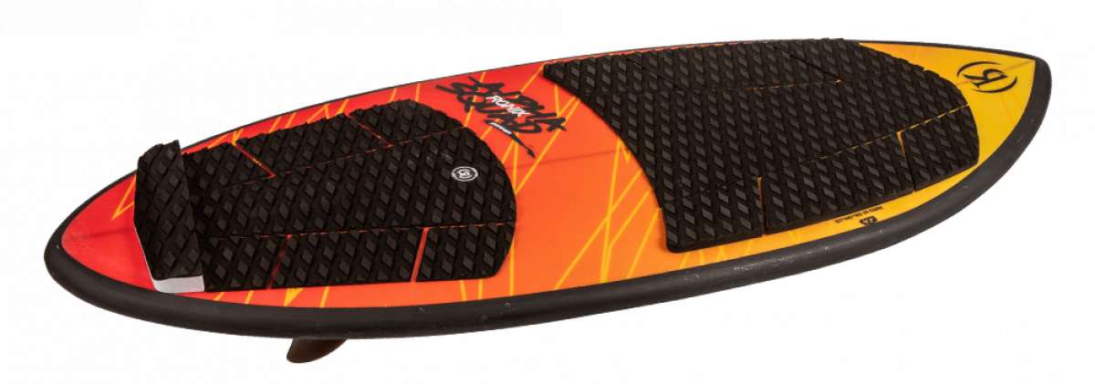 Ronix Alpha Squad Skimmer Wakesurf Board 2024 - A red and black wakesurf board with a white logo on top.