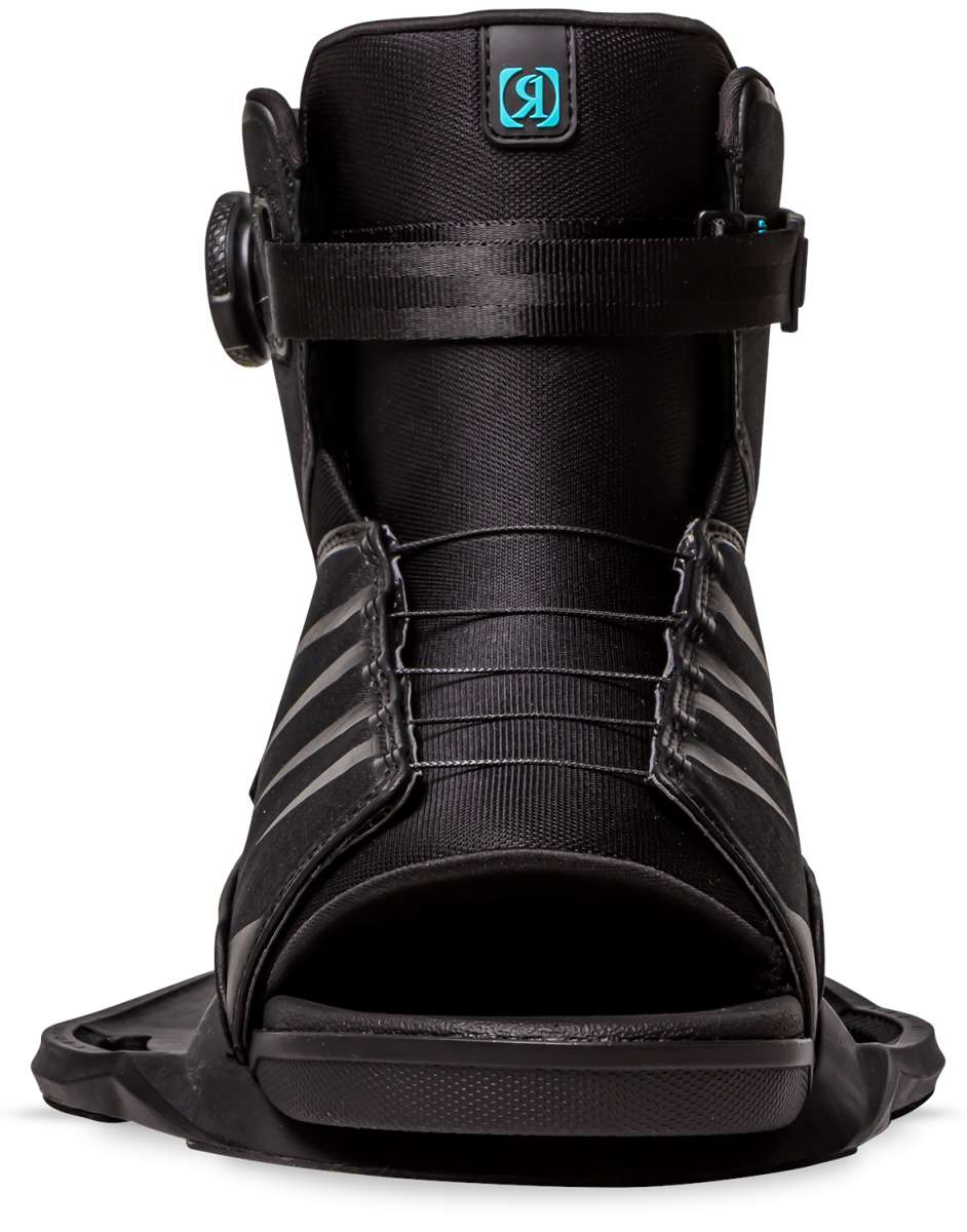 Ronix Anthem BOA Wake Boot 2024 - Black wake boot with a blue logo on top and black laces.