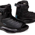Ronix Anthem BOA Wake Boot 2024 - Black boots with teal accents and a BOA closure system on the side.