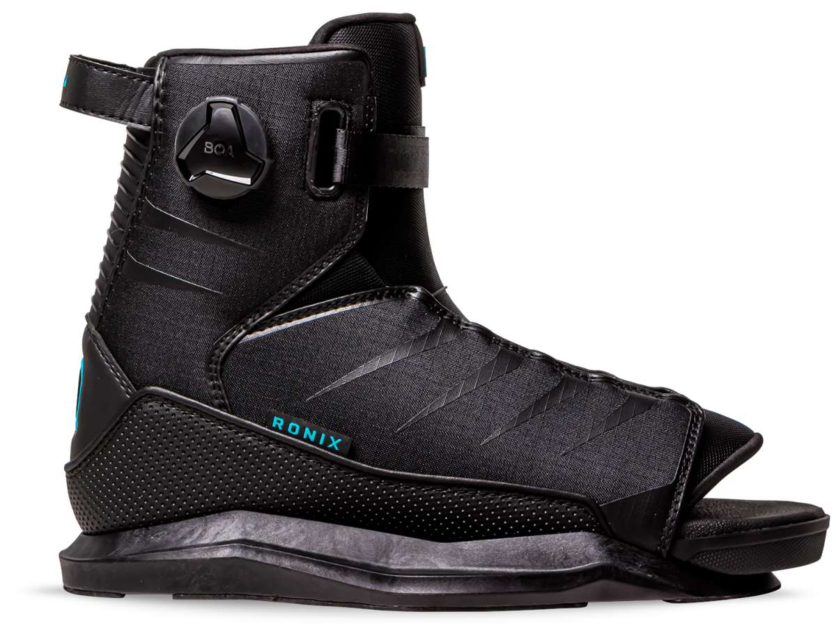 Ronix Anthem BOA Wake Boot 2024 - Black boots with a circular black BOA logo on top.