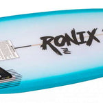 Ronix Flyweight Pro DNA Wakesurf Board 2024 - A blue and white wakesurf board with a black logo on top.