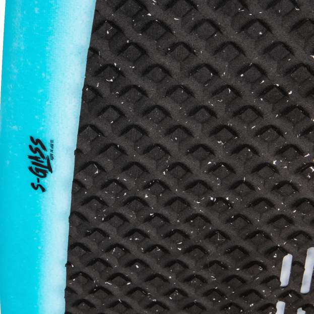 Ronix Flyweight Pro DNA Wakesurf Board 2024 - A blue and white wakesurf board with a diamond pattern on its bottom.