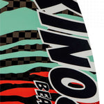 Ronix High Voltage Beaux Skimmer Wakesurf Board 2024 - A black wakesurf board with a red and white logo on the top left side, featuring a checkered pattern in the background.