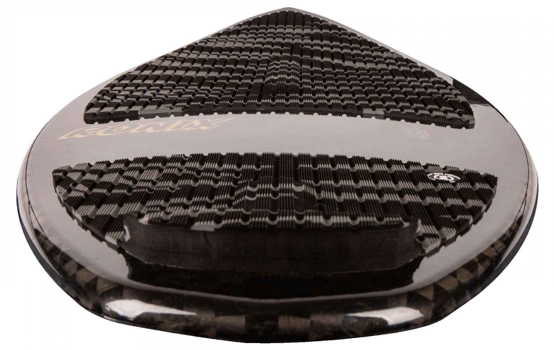 Ronix High Voltage Beaux Skimmer Wakesurf Board 2024 - A black wakesurf board with a textured surface and a white logo on the top left side.