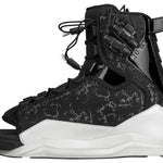 Ronix Ladies Halo Wake Boot 2024 - Black wakeboarding boots with a textured pattern on the upper and black laces.