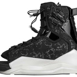 Ronix Ladies Halo Wake Boot 2024 - Black wakeboarding boots with a textured pattern on the upper and black laces.