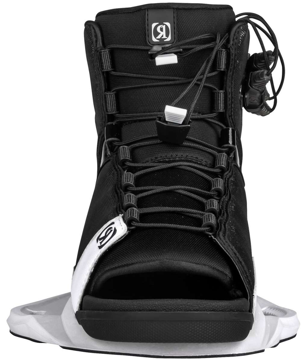 Ronix Ladies Halo Wake Boot 2024 - Black wakeboard boot with white accents and a black logo on the tongue.