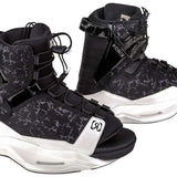 Ronix Ladies Halo Wake Boot 2024 - Black wakeboarding boots with a textured pattern on the upper and white accents around the toe area.