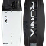 Ronix One Legacy Wakeboard 2024 - A white wakeboard with black accents and a subtle pattern of darker gray lines on its surface.