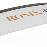 Ronix Ladies Rise Wakeboard 2024 - White wakeboard with gold lettering and black binding straps.