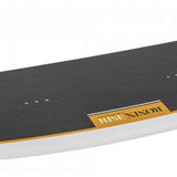 Ronix Ladies Rise Wakeboard 2024 - A black wakeboard with a white logo and yellow accents on the bindings.